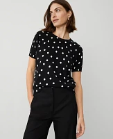 Ann Taylor Dotted Sweater T-Shirt Black Women's