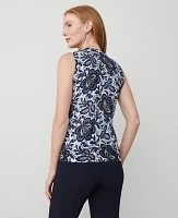 Ann Taylor Floral Mock Neck Sweater Shell Top Colony Blue Women's