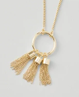 Ann Taylor Triple Tassel Necklace Goldtone Women's