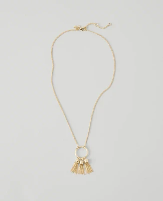 Ann Taylor Triple Tassel Necklace Goldtone Women's