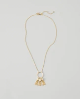 Ann Taylor Triple Tassel Necklace Goldtone Women's