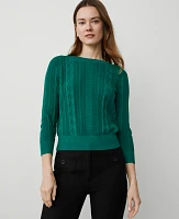 Ann Taylor Mixed Stitch Sweater Shady Glade Women's