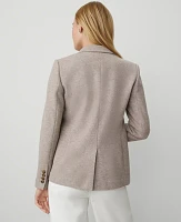 Ann Taylor The Petite Hutton Blazer in Brushed Rib Knit Size 0 Moon Rock Heather Women's