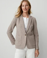 Ann Taylor The Petite Hutton Blazer in Brushed Rib Knit Size 0 Moon Rock Heather Women's