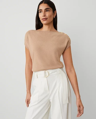 Ann Taylor Petite Boatneck Sweater Cappuccino Tan Women's