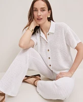 Ann Taylor Weekend Collection Mesh Sweater Pant White Women's