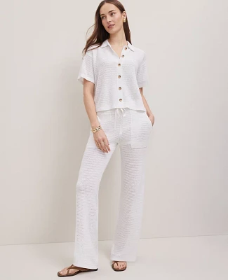 Ann Taylor Weekend Collection Mesh Sweater Pant White Women's