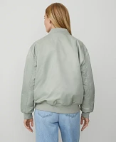 Ann Taylor Petite Bomber Jacket Silver Sage Women's