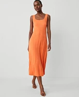 Ann Taylor Pleated Sweater Tank Top Dress Dusty Orange Women's