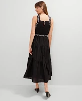 Ann Taylor Halter Midi Flare Dress Black Women's