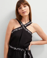 Ann Taylor Halter Midi Flare Dress Black Women's