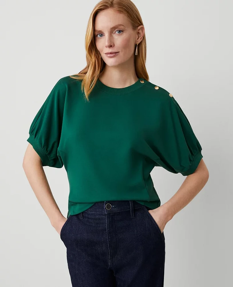 Ann Taylor Ponte Dolman Top Fresh Evergreen Women's