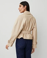 Ann Taylor Faux Leather Cropped Trench Jacket Toasted Oat Women's