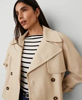 Ann Taylor Faux Leather Cropped Trench Jacket Toasted Oat Women's