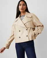 Ann Taylor Faux Leather Cropped Trench Jacket Toasted Oat Women's