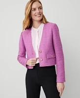 Ann Taylor Petite Tweed Cropped Jacket Orchid Glow Women's