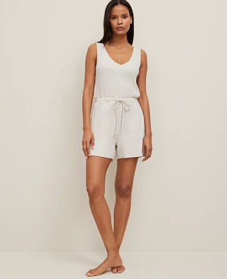 Ann Taylor Ribbed Lounge Romper Sand Shell Women's