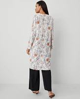 Ann Taylor Floral Long Kimono Winter White Women's