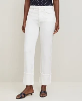 Ann Taylor The Petite Cuffed Straight Jean White Women's