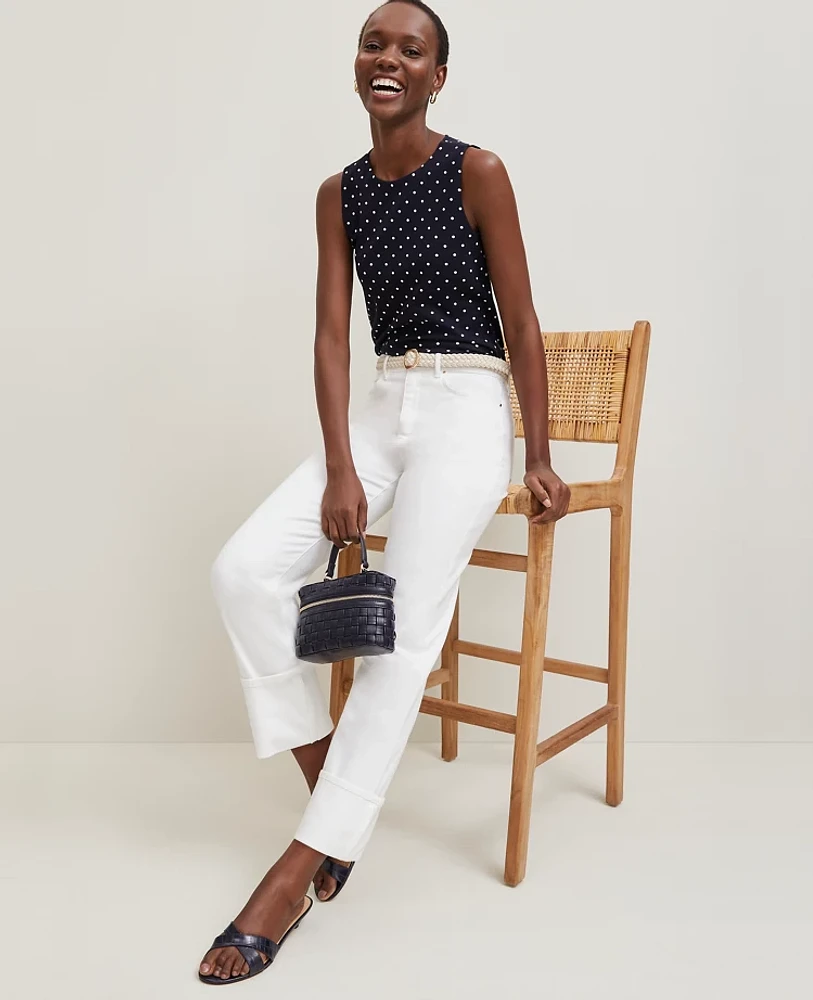 Ann Taylor The Petite Cuffed Straight Jean White Women's