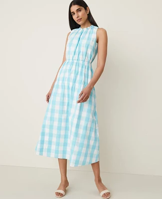 Ann Taylor Plaid Flare Midi Dress Sea Isle Women's