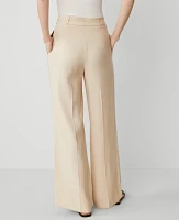 Ann Taylor The Belted Wide-Leg Pant Twill Sands Edge Women's