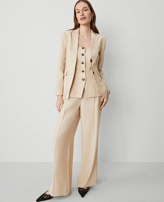 Ann Taylor The Belted Wide-Leg Pant Twill Sands Edge Women's