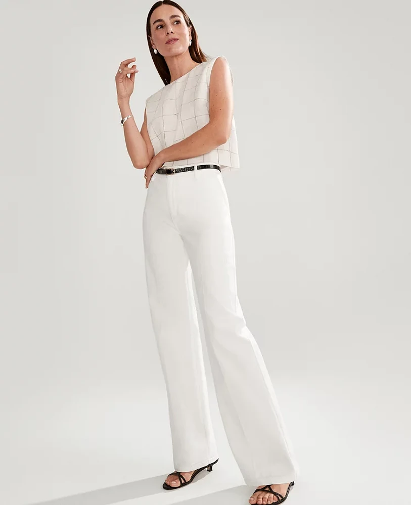 Ann Taylor The Petite Refined Wide-Leg Jean White Women's