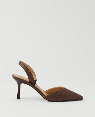 Ann Taylor Kerry Straw Pump Rich Walnut Women's