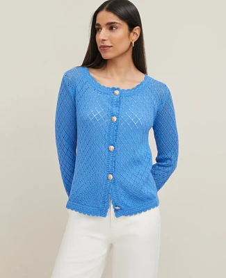 Ann Taylor Scalloped Ballet Neck Cardigan Women's