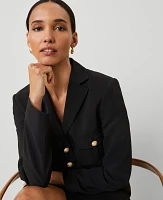 Ann Taylor The Petite Military Blazer Jacket Fluid Crepe Black Women's