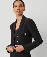 Ann Taylor The Petite Military Blazer Jacket Fluid Crepe Black Women's