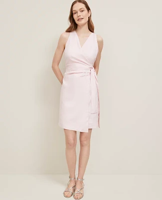 Ann Taylor Linen Blend V-Neck Wrap Dress Potpourri Women's