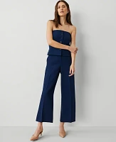 Ann Taylor The Petite Wide Leg Crop Pant Fluid Crepe Pure Sapphire Women's