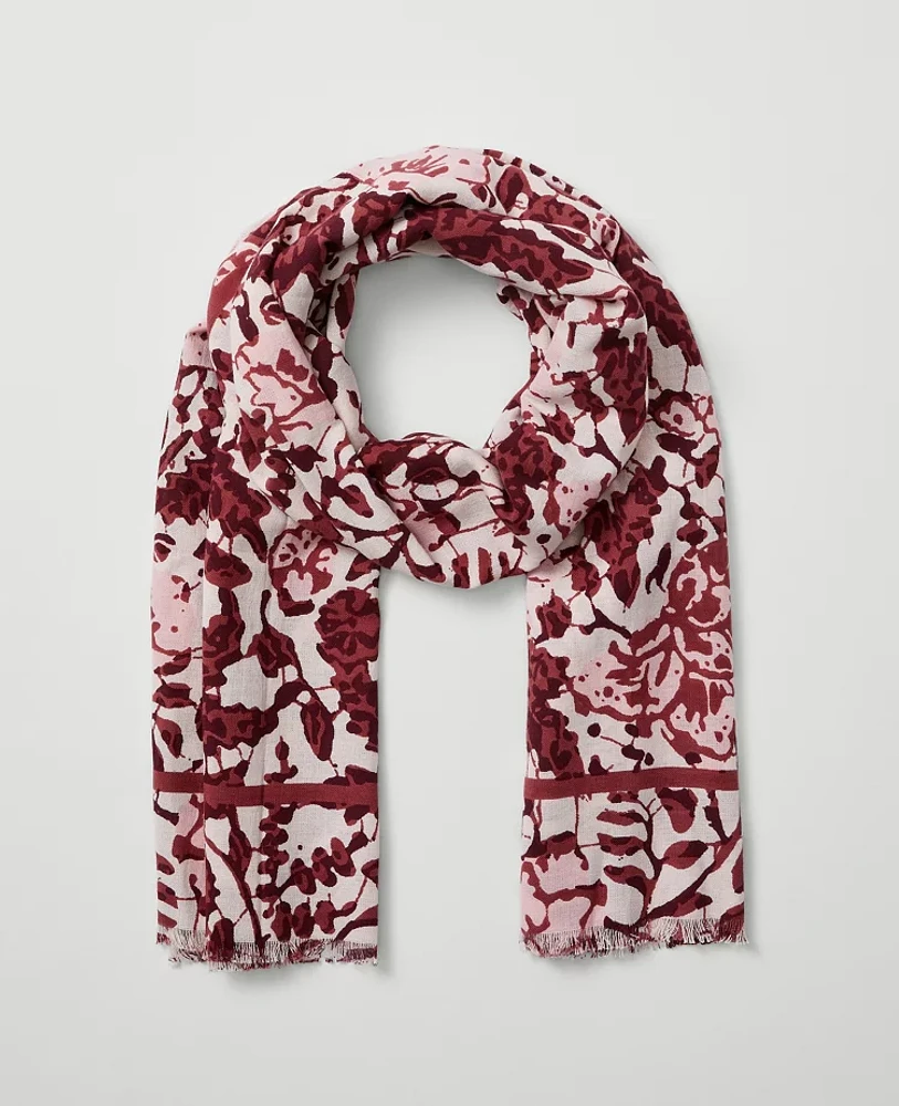 Ann Taylor Weekend Collection Floral Scarf Winter White Women's