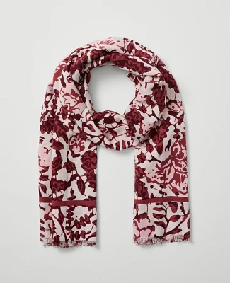 Ann Taylor Weekend Collection Floral Scarf Winter White Women's