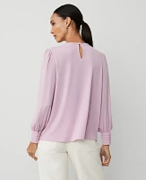 Ann Taylor Mixed Media Pleated Cuff Top Clean Lilac Women's