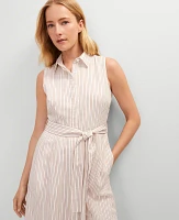Ann Taylor Striped Flare Midi Shirtdress Neutral Combo Women's