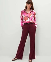 Ann Taylor Floral Satin Essential Shirt Rose Violet Women's