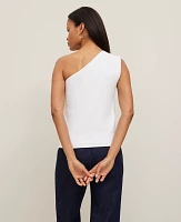 Ann Taylor Petite Ruched One-Shoulder Top Size XL White Women's