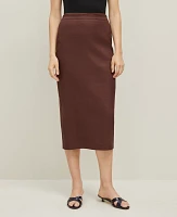 Ann Taylor The Petite Midi Skirt Linen Twill Rich Walnut Women's