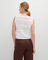 Ann Taylor Petite Pointelle Sweater Shell Top White Women's