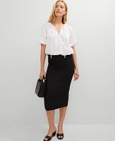 Ann Taylor Eyelet Bubble Hem Blouse White Women's
