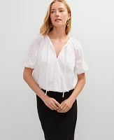 Ann Taylor Eyelet Bubble Hem Blouse White Women's