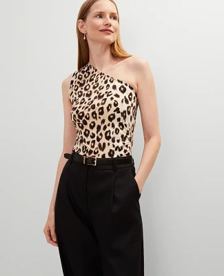 Ann Taylor Animal Print One Shoulder Top _Black Women's