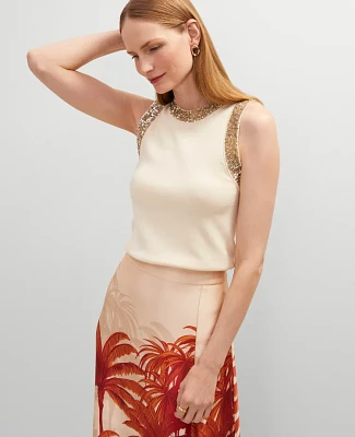Ann Taylor Studio Collection Sequin Trimmed Sweater Shell Top Women's