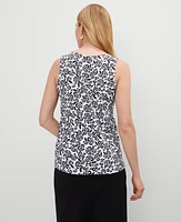 Ann Taylor Floral Mixed Media Tank Top Black Women's