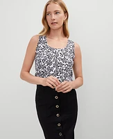Ann Taylor Floral Mixed Media Tank Top Black Women's