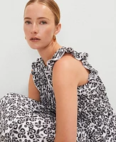 Ann Taylor Floral Ruffle Midi Dress Black Women's