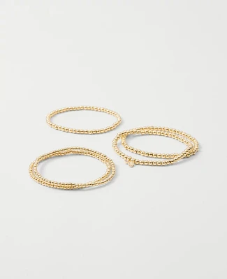 Ann Taylor Metal Beaded Stretch Bracelet Set Goldtone Women's